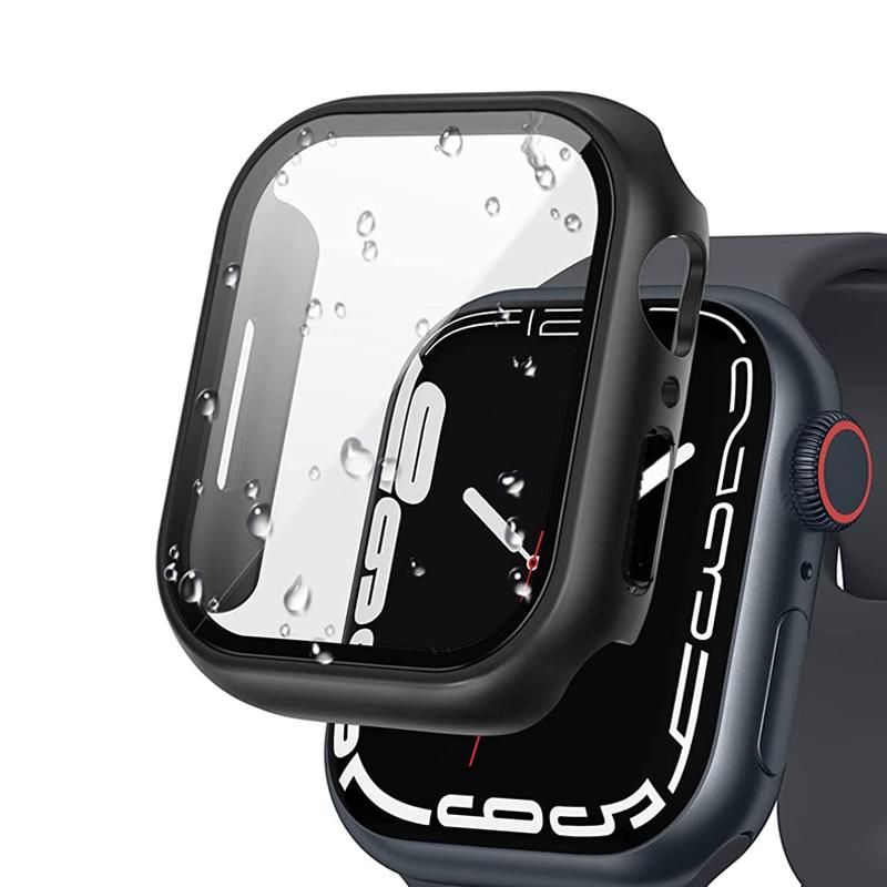 PC Colorful Watch Case Built-in Tempered Glass for Apple Watch 45mm 40mm 44mm 41mm IWatch Series 9 8 7 6 SE 5 Coverage Cover