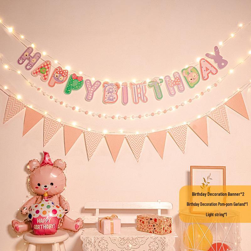 First Birthday Pom-Pom Bunting & Photo Banner for Boys and Girls