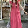 Sweet Flying Sleeve Dress for Women New Spring Fresh Loose Design Round Neck Long Skirt Chic
