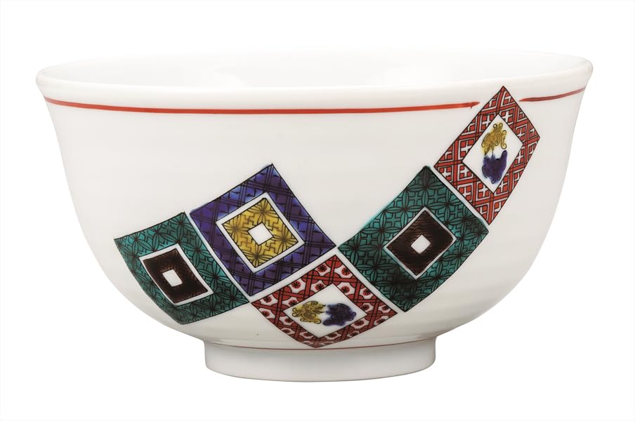 

Kutani ware Iwataya bowl with old Kutani stone pavement pattern K9-509
