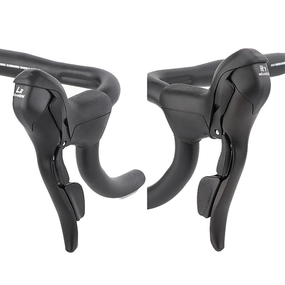MicroNew Dual Control Road Bike Shifters: 2/3-speed Front, 7/8/9/10/11-speed Rear Derailleurs.