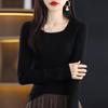 2025 Slim Fit Women's Square Neck 100% Wool Sweater - Thin U-neck Base Layer Top