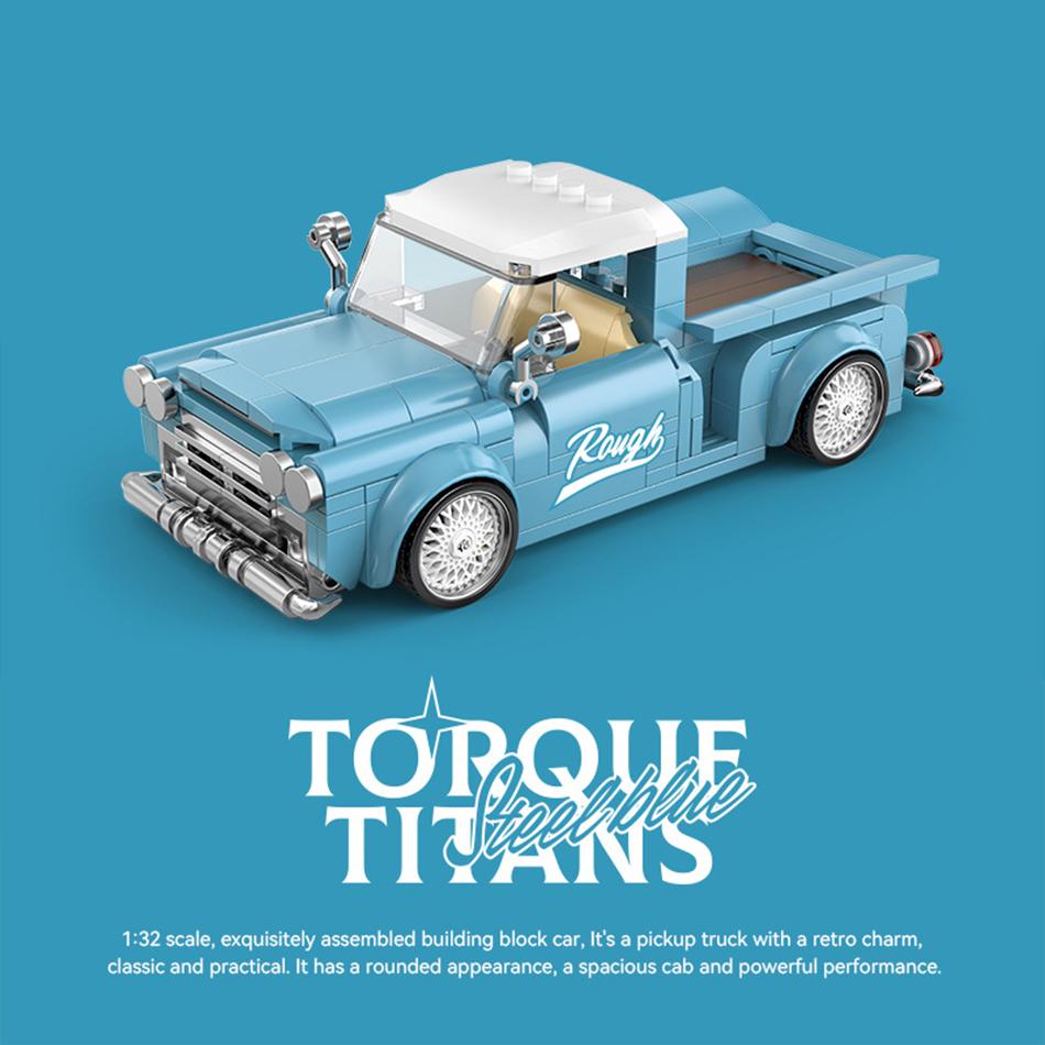 MOC City Car Retro Pickup Truck Building Blocks Speed Racer Vehicle with Display Box Assembly Bricks Garage Toy Kids Adults Gift