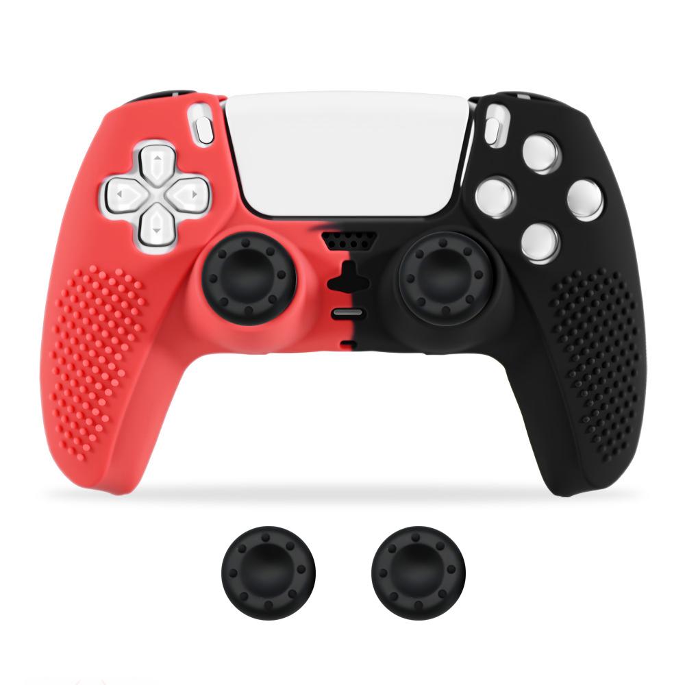 Anti-Slip Silicone Case Protective Shell for PS5 Game Controller with 2pcs Thumbstick Grip Cap Rubber Cover