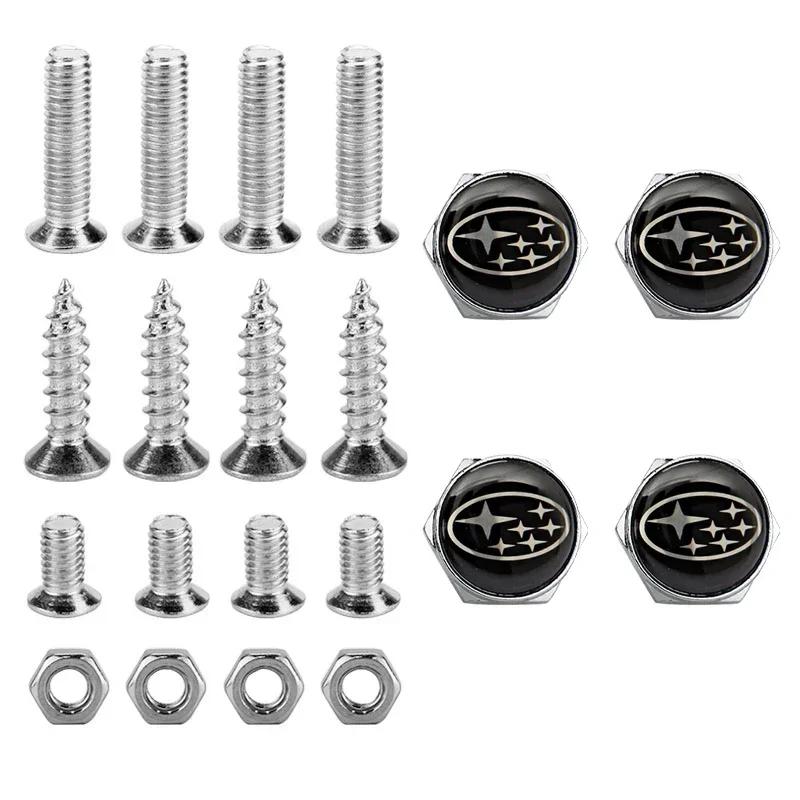 For Subaru STI XV Tribeca Forester Outback Impreza Legacy WRX BRZ 4PCS Car License Plate Bolts Chrome Screws Nuts Accessories dis6