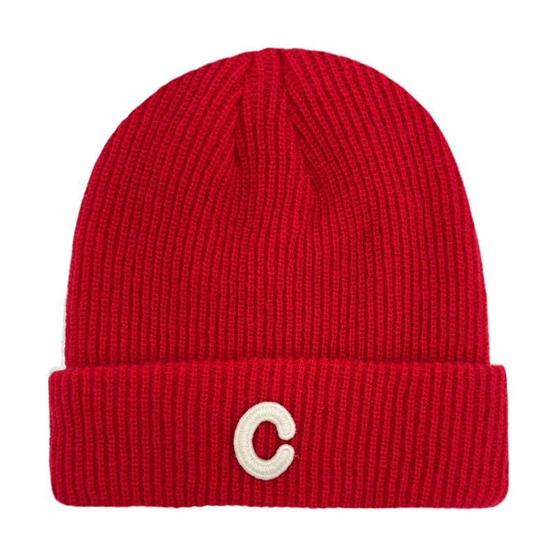 C Pattern Mens Knitted Hat Plain Solidcolor Windproof Cold Outdoor Winter Autumn