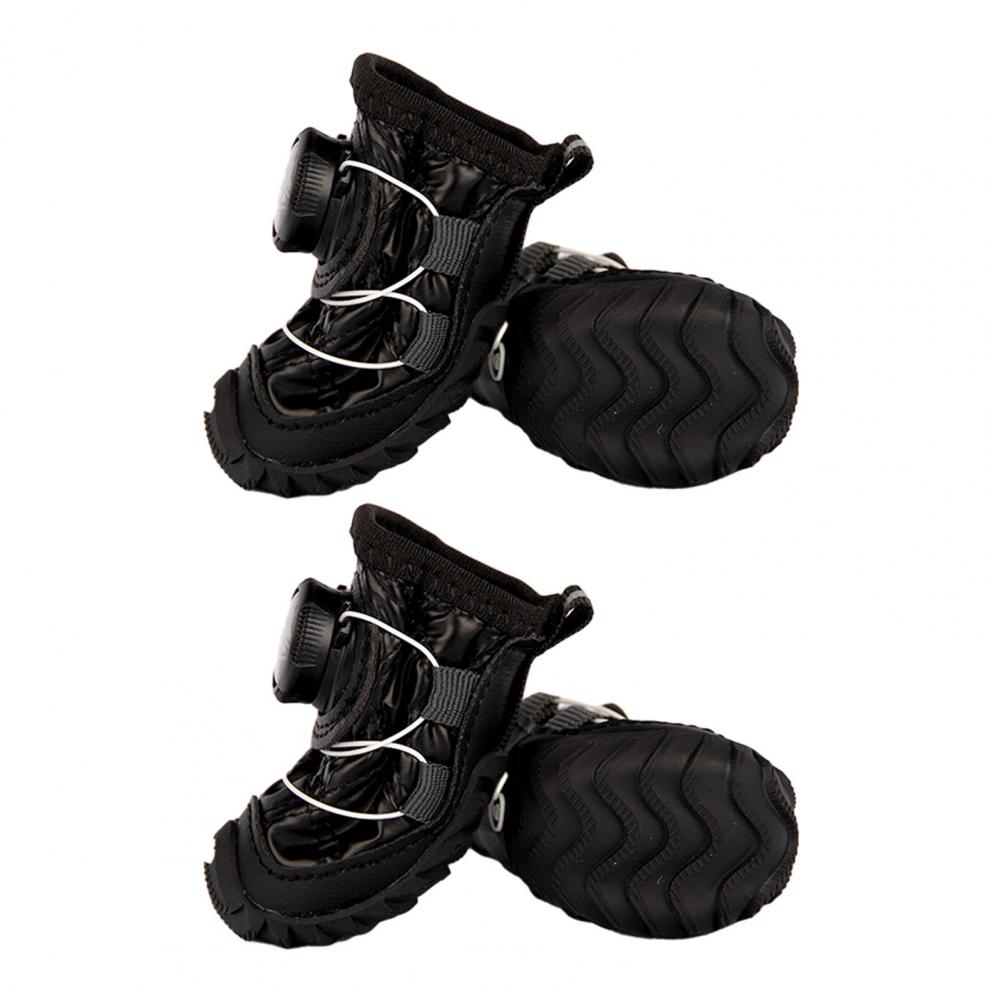 4Pcs Anti-Skid Dog Boots Fleece Lined Paw Protective Shoes with Adjustable Knobs Waterproof Dog Booties from Winter Snow Rain