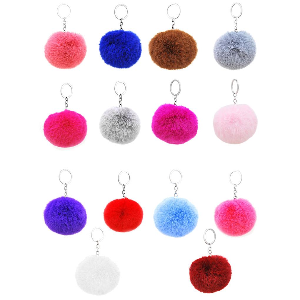 Pom Pom Keychain Plush Fashion Home Car Key Holder Portable Hanging Backpack Purse Pompom Tassels Keyrings Pendant