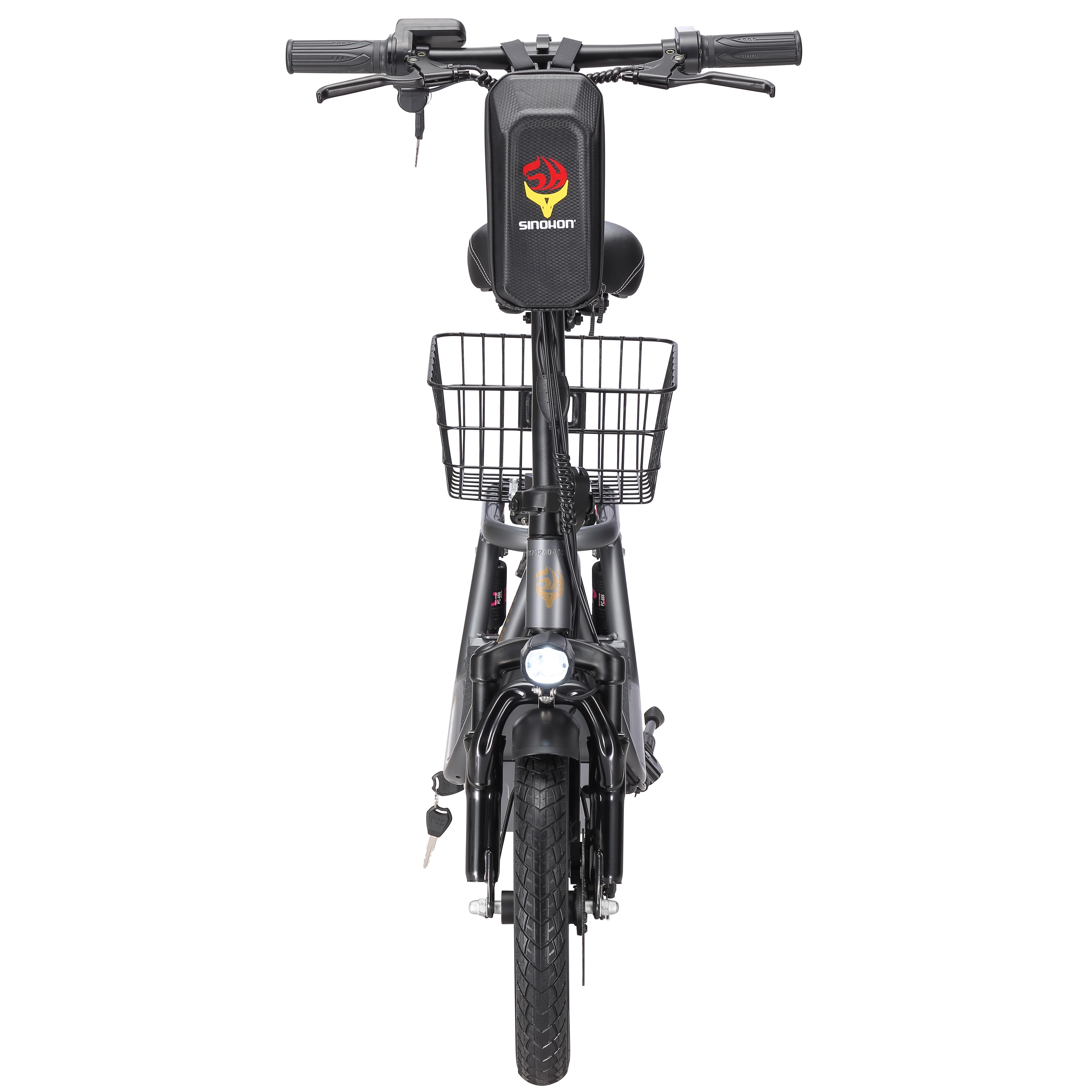 Sinohon ZP260-K14 Skladacia Mestská VonkajšIa Elektrická KolobežKa Pre DospelýCh 240W Motor 36V13AH BatéRia 14-Palcové Pneumatiky Pohodlná Escooter čIerna-image