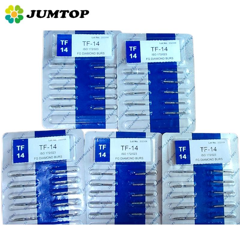 50pcs Dental High Speed Burs High Speed Handpiece Turbine Diamond Burs Diamond Polishing Tooth Preparation Dentist Material