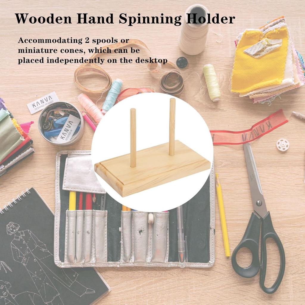 Wooden Hand Spinning Holder Spinning Yarn Ball Holder Wool Skein Thread Dispenser Embroidery Stitching Thread Holder Thread Spool Bobbin Rack