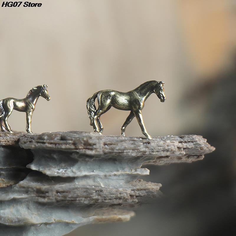 Statuette in ottone massiccio con coda lunga, miniature, ornamenti Feng Shui, animali dello zodiaco in rame, mini decorazioni da tavolo, artigianato