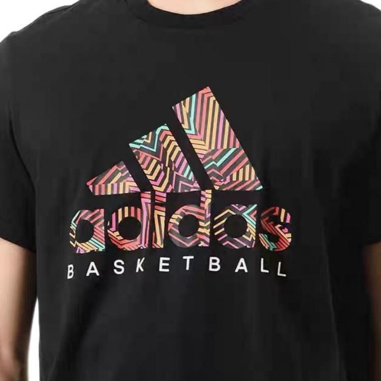 Adidas Logo Print Casual Sports T-Shirt Men Tops Black DN8359