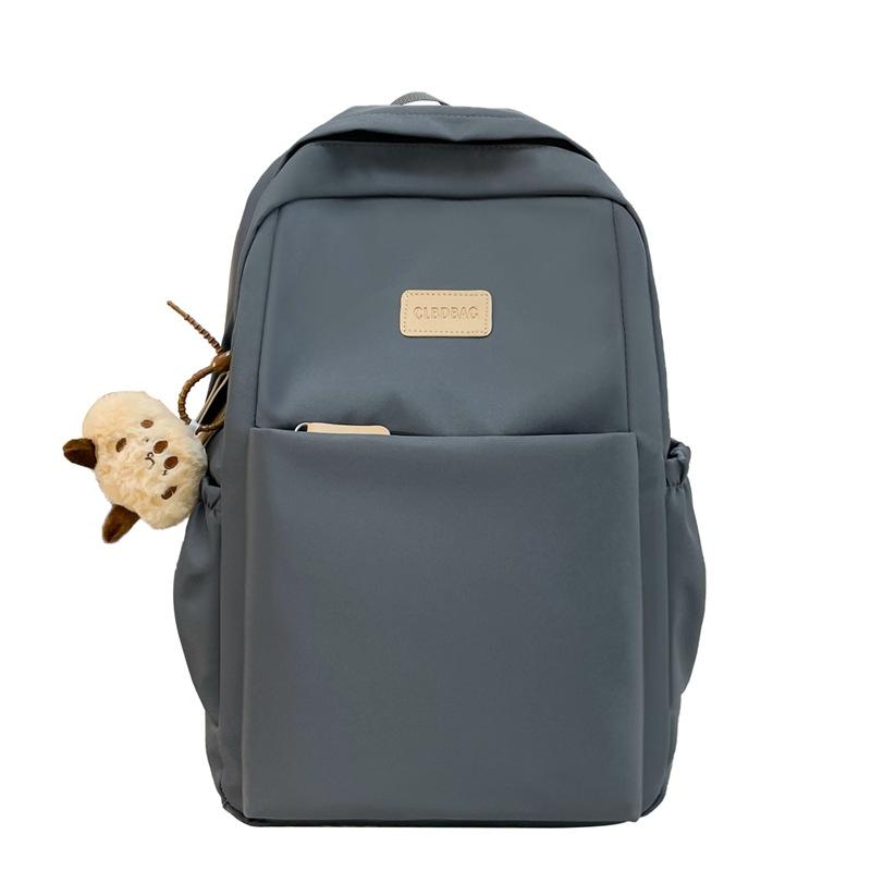Women Solid Color Backpack Large Capacity Student Schoolbag Computer Backpack