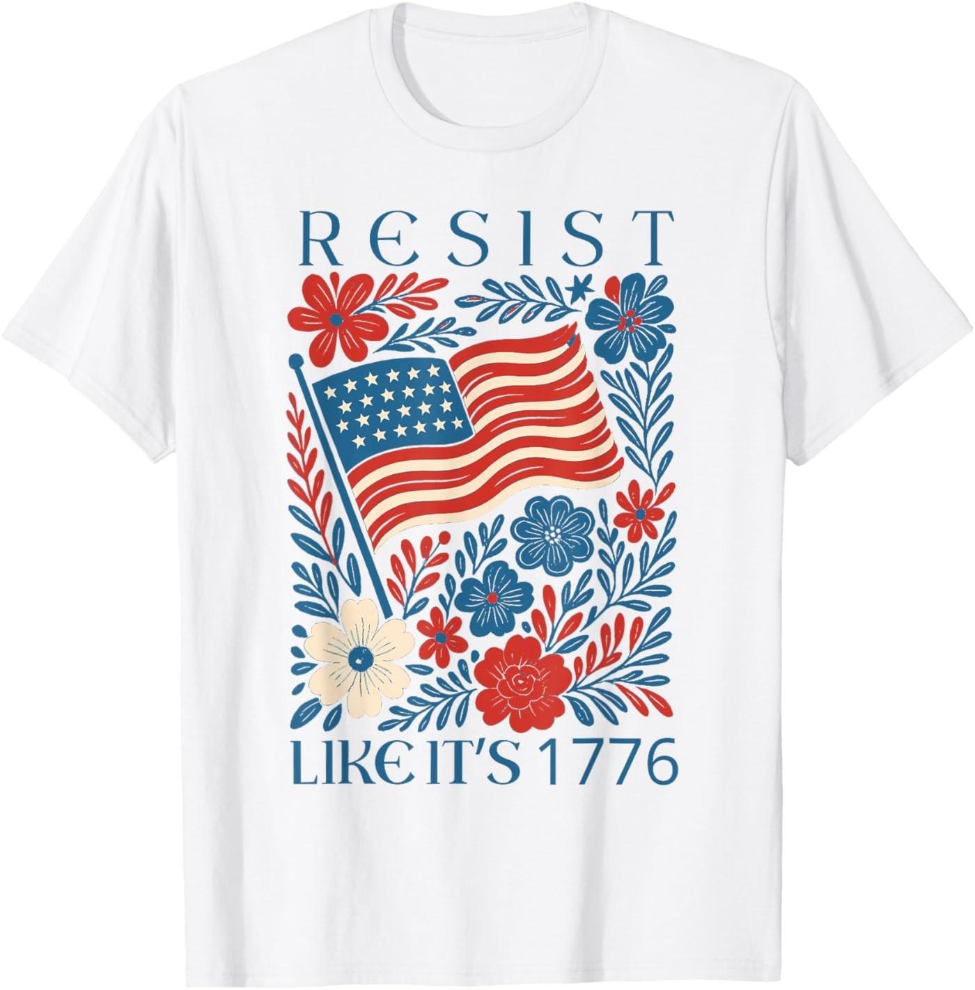 Vintage Boho Floral Subtle Resist Like It s 1776 250 Years T-Shirt XXXL