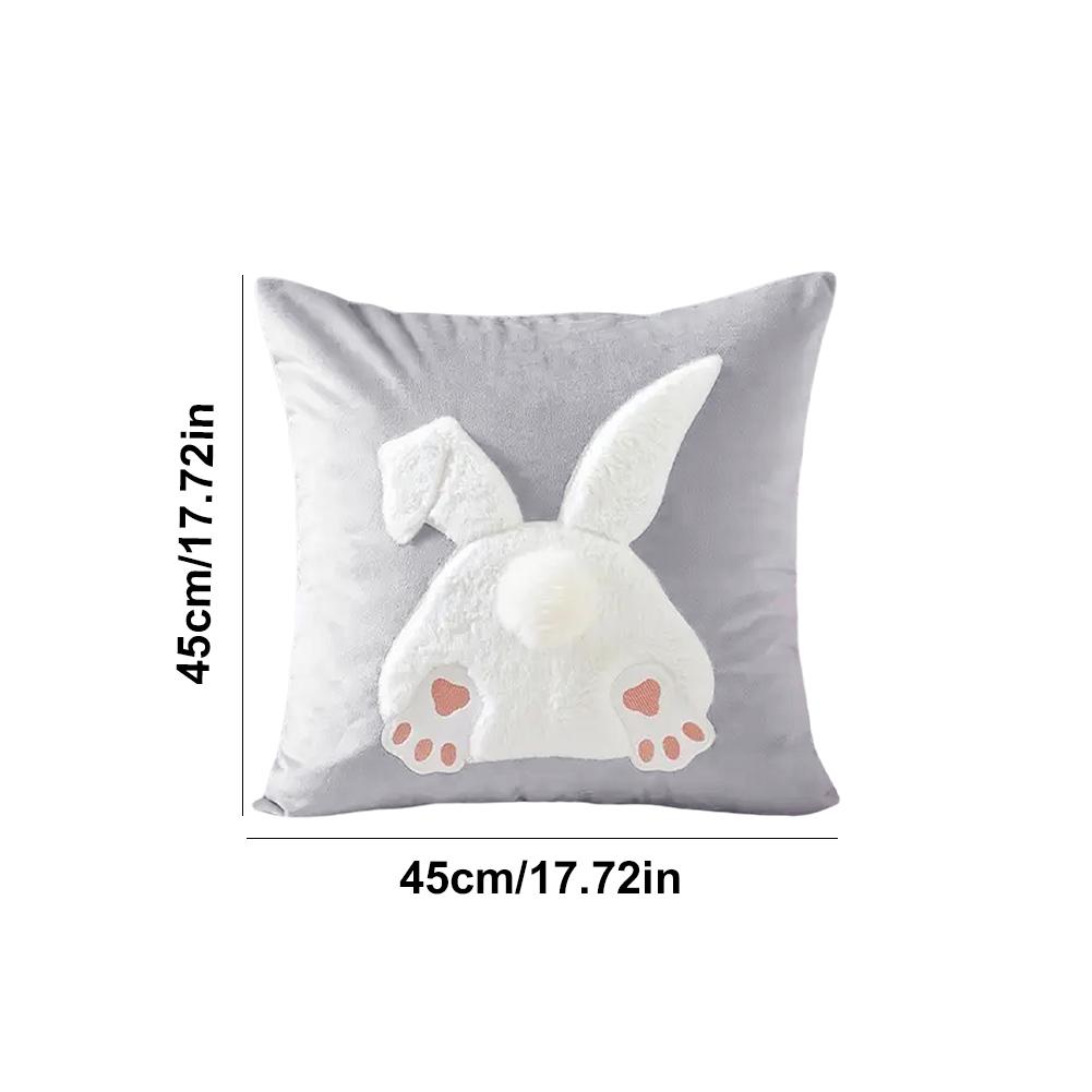 Easter Bunny Pillow Cover 45x45cm Plush Rabbit Pillow Case Happy Easter Decoration Pillowcase for Home Decor Sofa Cushion Cover