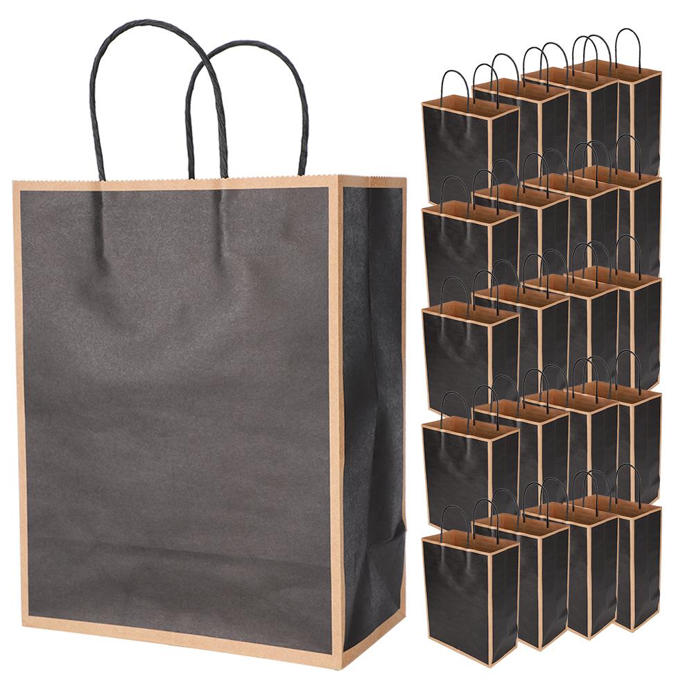 20 szt. Papierowa torba Kraft Wielokrotnego użytku Ekologiczna torba na ubrania prezenty 21 x 11 x 27,5 cm(Ciemny czarny )