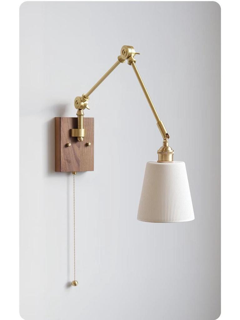 Used Copper French Retro Wabi-Sabi Style Swing Arm Wall Sconce for Bedroom or Living Room.