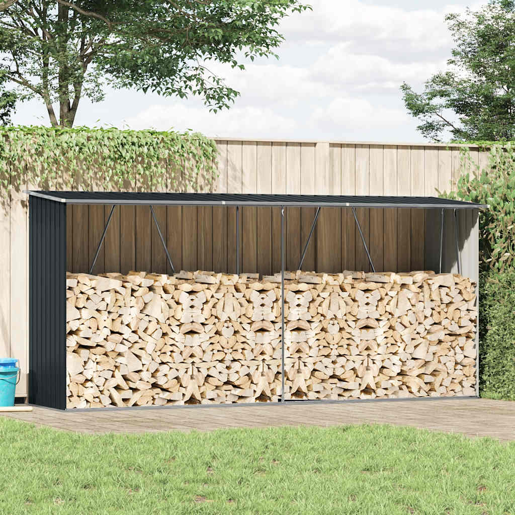vidaXL Brennholzlager Verzinkter Stahl 330x84x152 cm Anthrazit