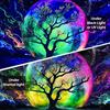 Faxdong Blacklight Moon Tapestry, UV Reactive Tree Lake Colorful Starry Night Galaxy Space Clouds Wall Tapestry for Bedroom Decor 36×48 Inch