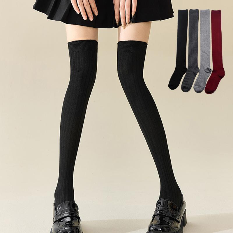 1 Pair Thigh Socks Playful One Size Warmth Knit Socks Minimalist Style High Stretch Versatile Multiple Colors