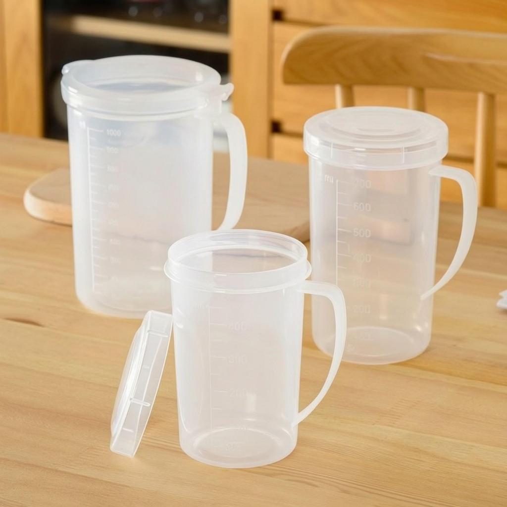 Translucent Microwave-Safe Measuring Cup with Lid Clear