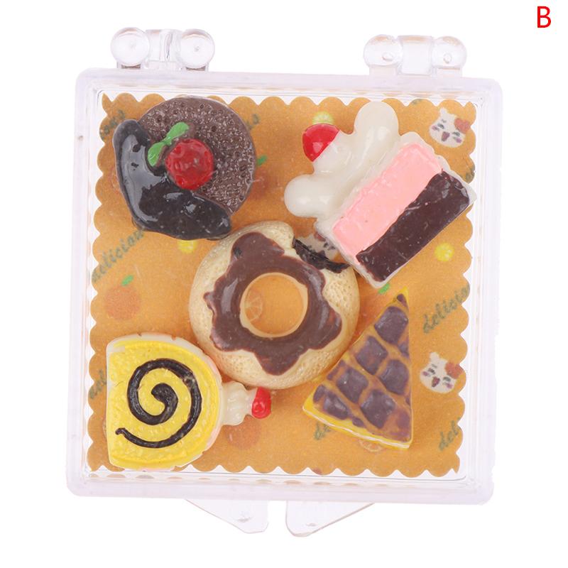 1:12 Miniature Dollhouse Egg Tart Mini Chocolate Cake Dessert Bento box Model for Doll House Decor Pretend Food Kitchen Toys