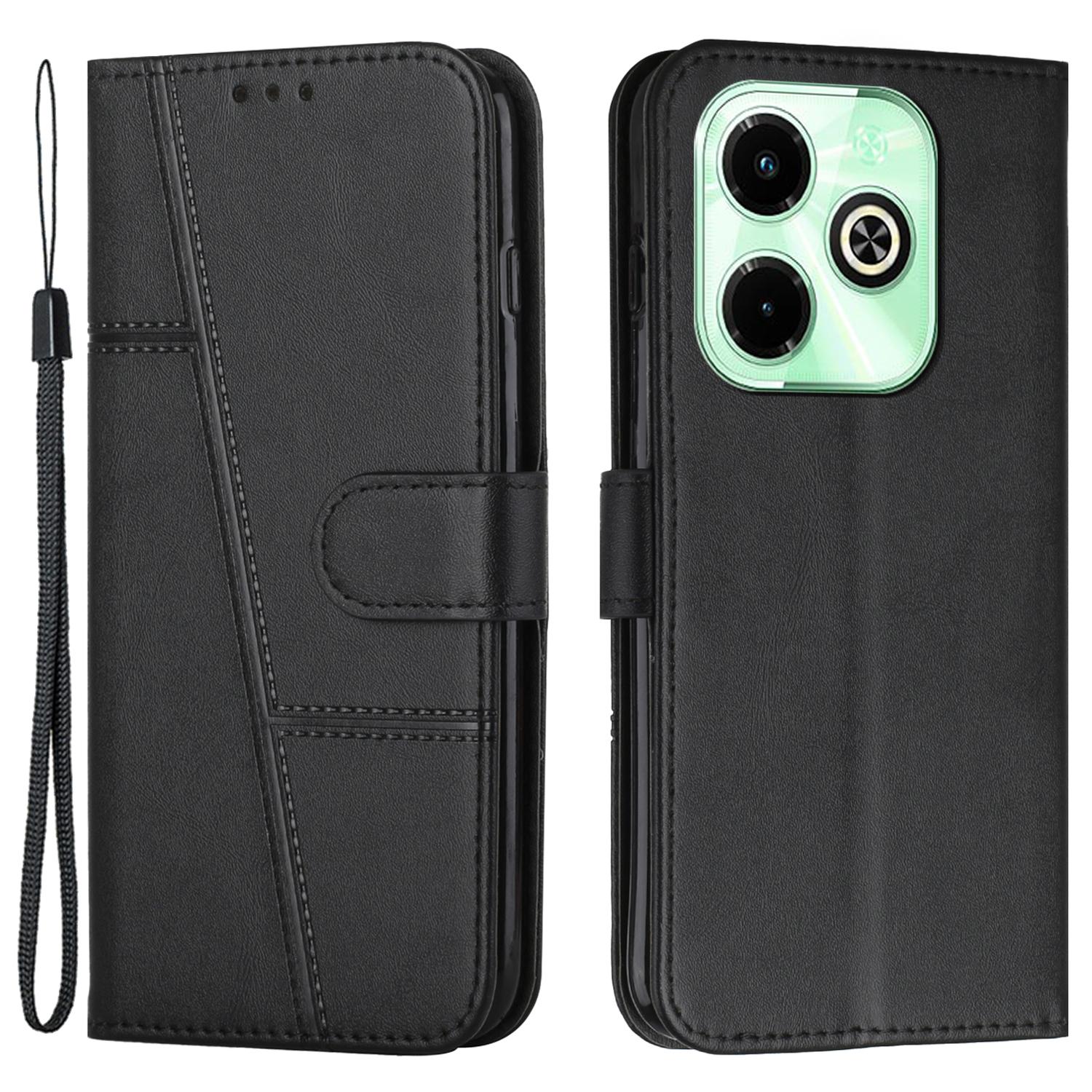 

For Infinix Hot 40i Mobile Phone Case Wallet Stand Flip PU Leather Cover Black