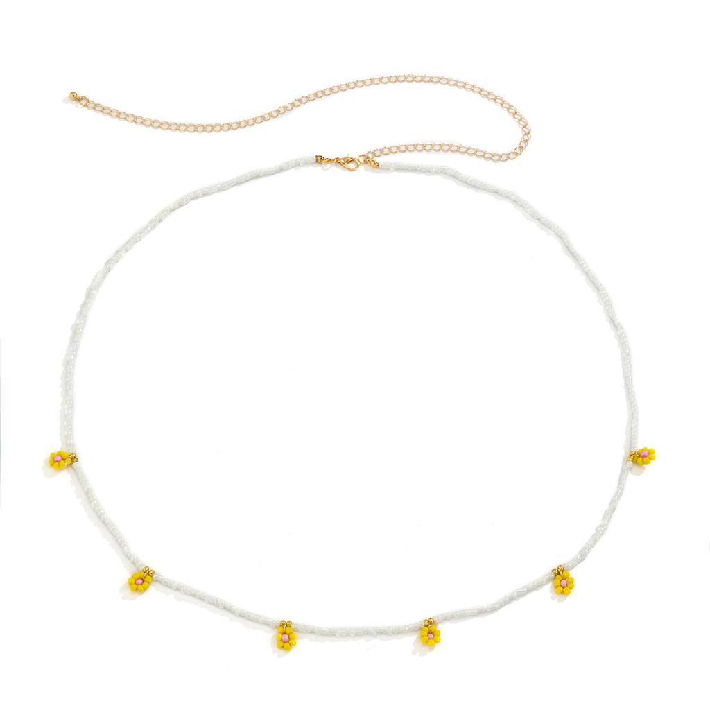 Accessories, Idyllic Daisy Flower Waist Chain, Sweet And Cool Wind Colored Rice Beads Woven Body Chain Female