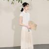 Sancai New Chinese Style Tasseled Burnout A-Line Long Dress