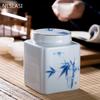 Creatividad Forma Cuadrada Cerámica Lata de Té Portátil Tarro Sellado Cajas de Té Organizador de Especias Dulces Café Fruta Seca Tanque de Almacenamiento