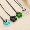 Retro Minimalist Fashion Free Knotting Flower Pendant Wax Thread Necklace Clavicle Chain