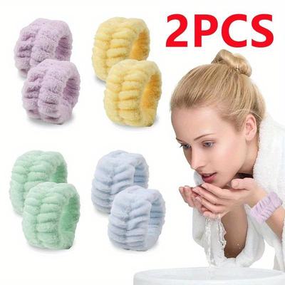 2 PZ Polsini da Spa Riutilizzabili Polsini in Morbida Microfibra per Lavare il Viso Donna Ragazza Yoga Corsa Sport Polsino Assorbisudore