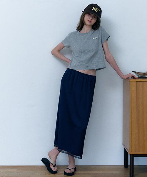 Shop Ara Ritten Satin Skirt_Navy