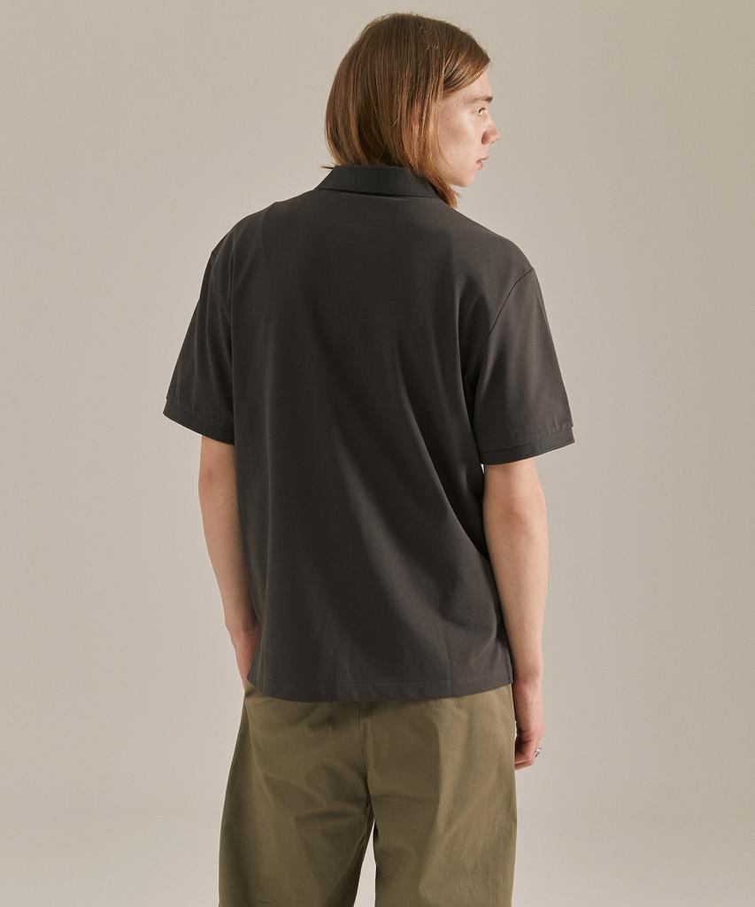 BASIC HOUSE Uni Semi-Overfit Pique Polo Shirt Dark Grey Lyts3104