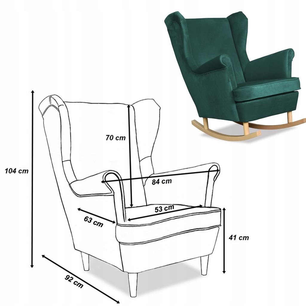 Angelo Rocking Chair, Scandinavian, Family Furniture, Bottle Green Velvet