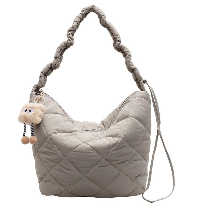 Large Capacity Cotton Clothes Bag Women's New Versatile Shoulder Messenger Bag High-end Diamond Dumpling Bag