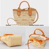 Drachen-Einlegearbeit Strohgewebte Damen French Beach Bucket Bag - Vielseitige Rindsleder Schulter- & Crossbody-Tasche