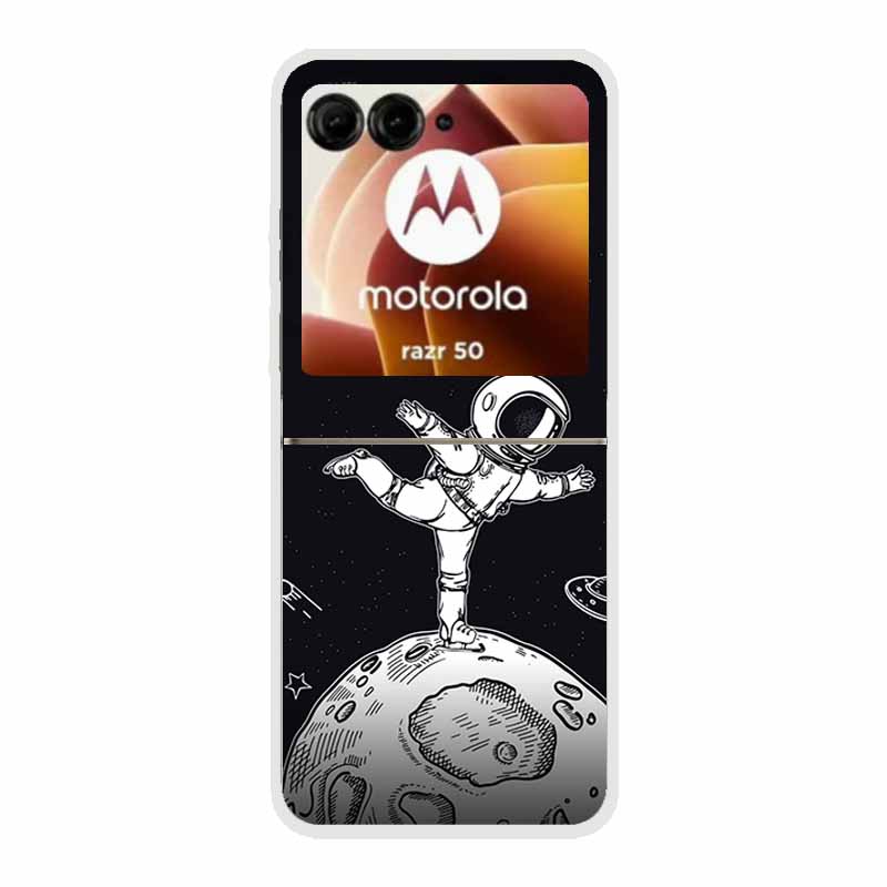 For Moto Razr 50 Case Clear Plastic Hard Painted Space Transparent Phone Covers for Motorola Razr 60 50 Coque Razr 2024 PC Cases
