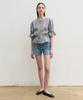 Hiloin Linen Blend Shirred Waist Blouse (Gray)