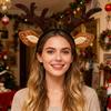 Reindeer Antlers Headband for Women Adults Plush Deer Ears Headpiece Reindeer Horns Costume Accessories for Halloween Christmas Party Cosplay Supplies