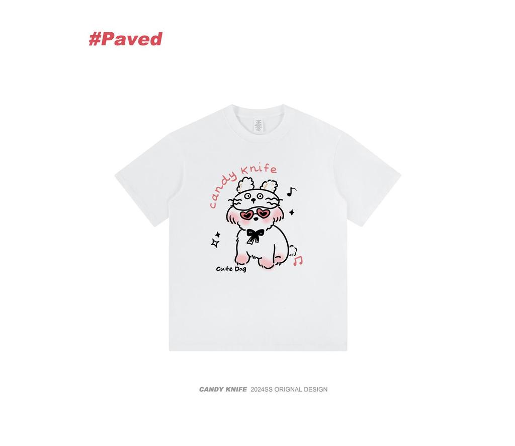 2024 Summer Women's Retro Cartoon Loose Fit Cute Couple T-Shirt