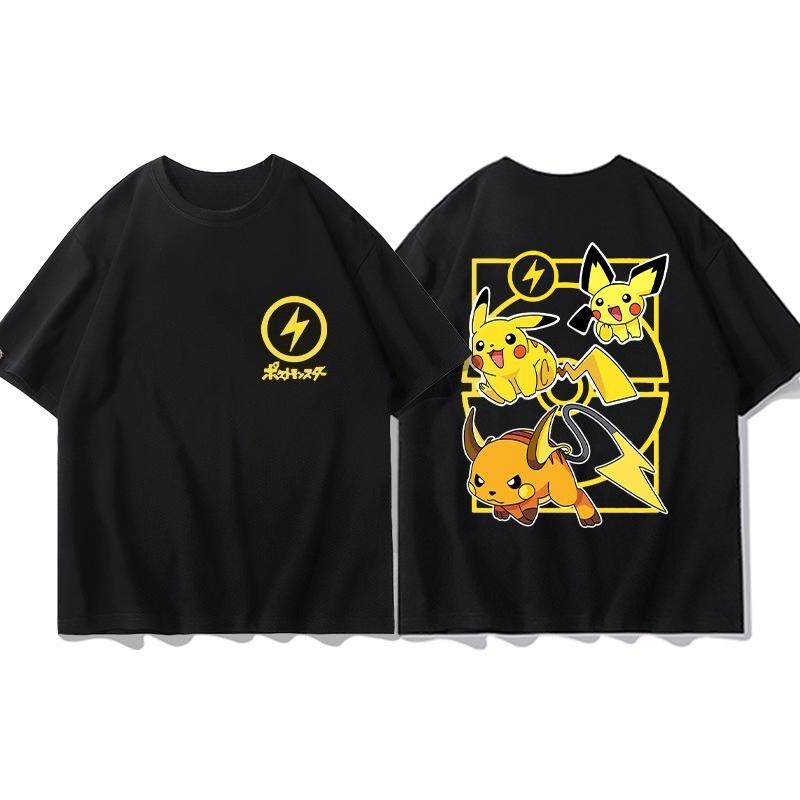 

2026 New Cotton Pokémon Anime Print Unisexs and Womens Summer Fashion Comfortable Breathable ShortSleeved TShirt S