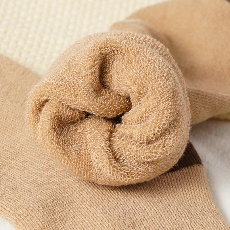 5 Pairs Women's Autumn Winter Thicken Mid-tube Socks Striped Warm Comfortable Socks Floor Socks