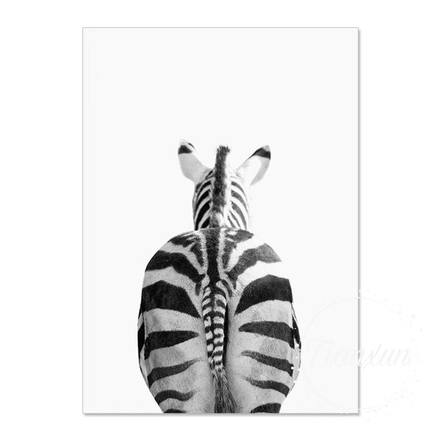 Zebra Girafa Elefante Hipopótamo Bunda Arte de Parede Pintura em Tela Pôsteres Nórdicos e Impressões Imagens de Parede para Decoração de Sala de Estar Sem Moldura