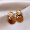 Pendant Vintage Women's Earrings Light Luxury Amber Ear Stud Romantic Amber Color Earrings  Wedding