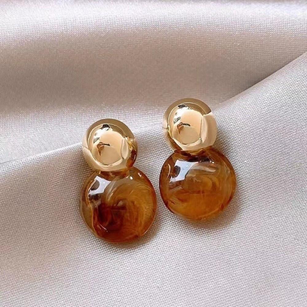 Pendant Vintage Women's Earrings Light Luxury Amber Ear Stud Romantic Amber Color Earrings Wedding