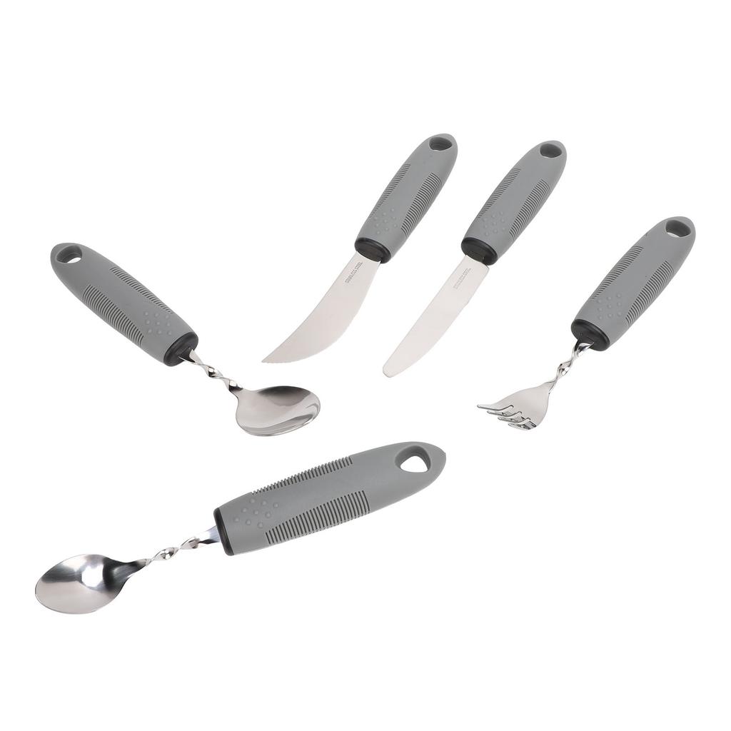 5 Stück Biegbares Adaptives Besteck Beschwertes Leichtes Griff Edelstahl Spezialbedarf Adaptives Besteck Grau