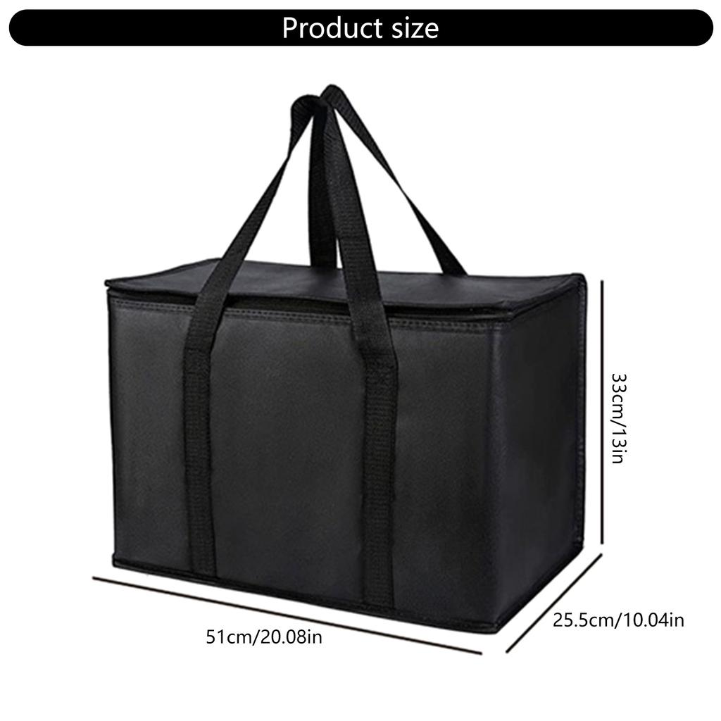 Thermal Insulated Reusable Grocery Bag Collapsible Food Delivery Bag With Zipper Top for Office Lunch Camping BBQ