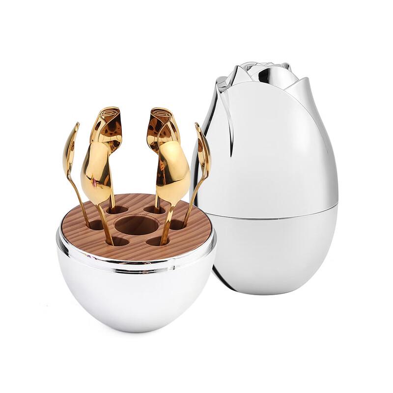 Набор кофейных ложек WJ Gold Rose из нержавеющей стали